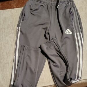Adidas Kids Charcoal Joggers with White Stripes